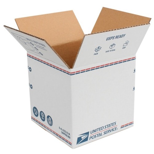 Pratt United States Post Office Shipping Box, 8" x 8" x 8" , White - External Dimensions: 8" Length x 8" Width x 8" Height - 200 lb - Standard Duty - 32 ECT - Corrugated Cardboard, Paper - White - For Shipping, Storage, Moving - 1 Each