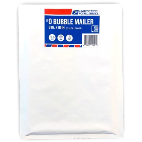 Pratt USPS Bubble Mailer, Size #0, White - Bubble - #0 - Adhesive - Paper - 1 Each - White
