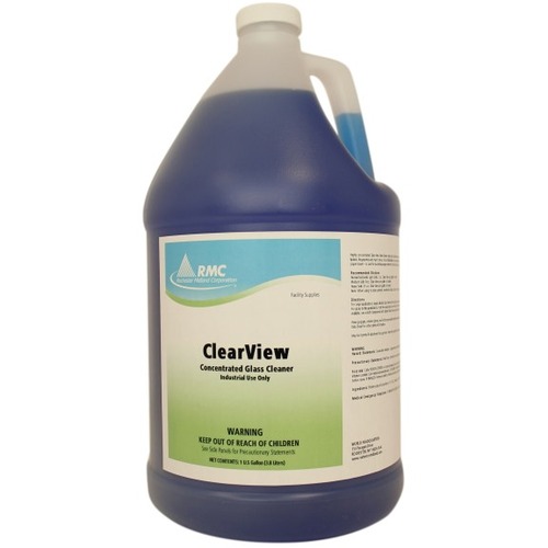 RMC Glass Cleaner - Concentrate - 128 fl oz (4 quart) - 4 / Case - Heavy Duty, Non-streaking, pH Neutral - Clear Blue