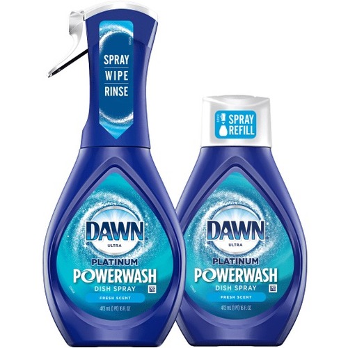 Dawn Platinum Powerwash Dish Spray Bundle, Fresh Scent, 16 Oz - Ready-To-Use - 16 fl oz (0.5 quart) - Fresh ScentSpray Bottle - 1 Each - Easy to Use, Long Lasting, Refillable