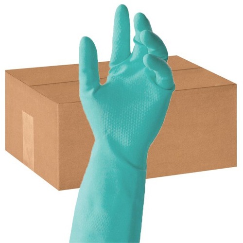Tronex Flock-Lined Nitrile Multipurpose Gloves, Medium, Green, Pack Of 24 - Hand, Chemical Protection - Medium Size - Green - Chemical Resistant, Flock-lined, Comfortable, Raised Diamond Grip, Solvent Resistant, Latex-free, Reusable - For Industrial, Gene
