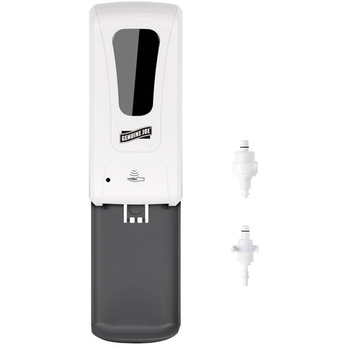 Genuine Joe 3-nozzle Touch-Free Dispenser - Automatic - 1.06 quart Capacity - Support 4 x C Battery - Touch-free, Lockable, Level Indicator, Site Window, Drip-free, Refillable - White - 1Each
