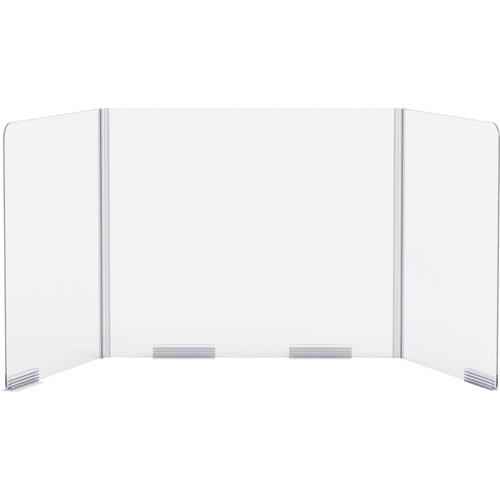 Lorell Folding Social Distance Barrier - Clear - Acrylic, Polyvinyl Chloride (PVC)