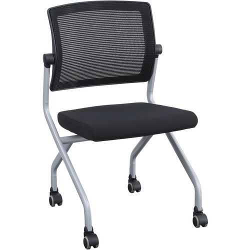 Lorell Armless Mesh Back Training Chair - Plywood, Foam, Fabric Seat Material - Nylon, Plastic Back Material - Metal Frame Material - Black - 2 / Carton