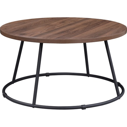 Lorell Accession Coffee Table - For - Table TopWalnut Round Top - Powder Coated Four Leg Base - 4 Legs - 200 lb Capacity x 1" Table Top Thickness x 31.50" Table Top Diameter - 16.75" Height - Assembly Required - 1 Each