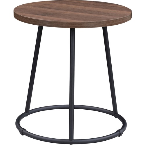 Lorell Accession End Table - For - Table TopRound Top - Powder Coated Four Leg Base - 4 Legs - 200 lb Capacity x 1" Table Top Thickness x 19" Table Top Diameter - 19.75" Height - Assembly Required - Walnut - 1 Each