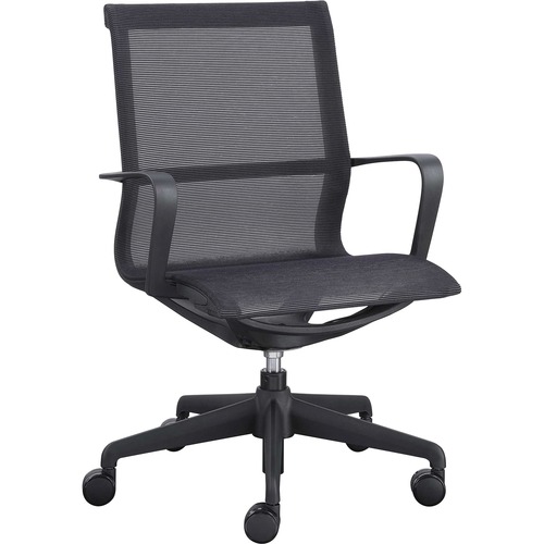 Lorell Executive Mesh Mid-back Chair - Black Seat Color - Nylon Seat Material - Black Back Color - Nylon Back Material - Plastic Frame Material - Mid Back - 5-star Base - Armrest - 1 Each