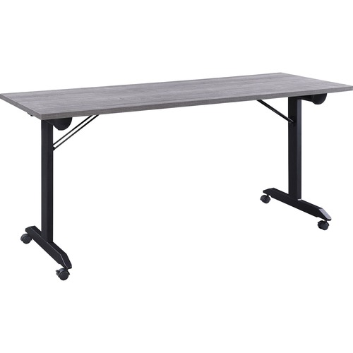 Lorell Mobile Folding Training Table - Rectangle Top - Powder Coated Base - 200 lb Capacity x 63" Table Top Width - 29.50" Height x 63" Width x 29.50" Depth - Assembly Required - Gray - Laminate Top Material - 1 Each