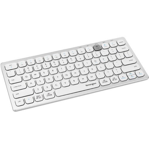 Kensington Multi-Device Dual Wireless Compact Keyboard - Wireless Connectivity - Bluetooth/RF - 2.40 GHz Multimedia Hot Key(s) - Computer, Tablet, Mobile Phone - Windows, Mac OS, Chrome OS, iOS - Scissors Keyswitch - AAA Battery Size Supported - Silver