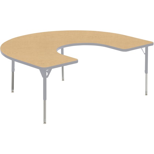 MITYBILT Aktivity Student Table - Maple Horseshoe-shaped Top - Silver Four Leg Base - 4 Legs - 60" Table Top Length x 48" Table Top Width x 1" Table Top Thickness - Assembly Required - Powder Coated - Cafeteria & Breakroom Tables - MYBAT4860HORSMPL