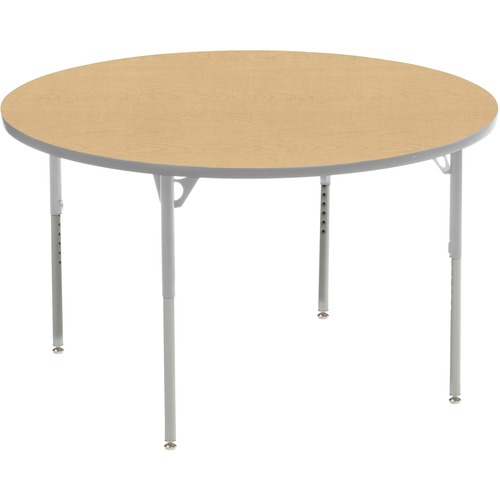 MITYBILT Aktivity IS-AT48R Conference Table - Maple Round Top - Silver Four Leg Base - 4 Legs x 1" Table Top Thickness x 48" Table Top Diameter - Assembly Required - Powder Coated - Meeting & Conference Room Tables - MYBAT48RMPL