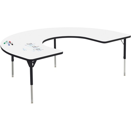 MITYBILT Aktivity Student Table - C-shaped Top - Black Four Leg Base - 4 Legs - 72" Table Top Length x 48" Table Top Width x 1" Table Top Thickness - Assembly Required - Powder Coated
