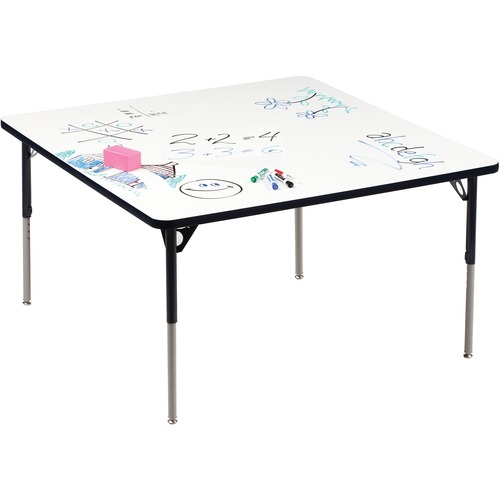 MITYBILT Markerboard Student Table - Square Top - Black Four Leg Base - 4 Legs - 48" Table Top Length x 48" Table Top Width x 1" Table Top Thickness - Assembly Required - Powder Coated
