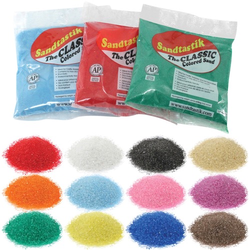 Sandtastik Classic Coloured Sand Class Pack - 12 Assorted Colours