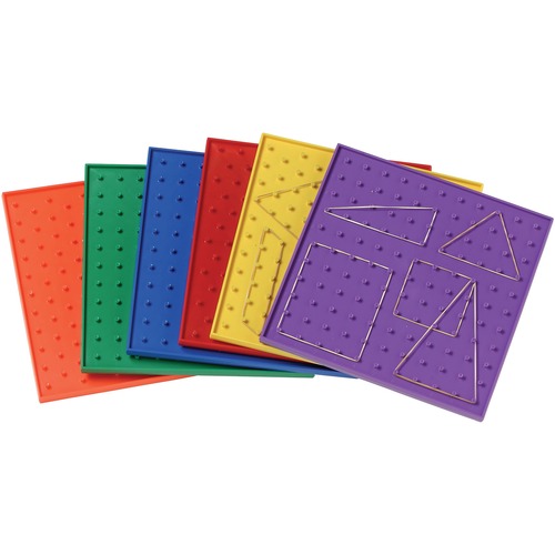 SI Manufacturing Double-Sided Rainbow Geoboards - Theme/Subject: Learning - Skill Learning: Geometry - 6 / Set