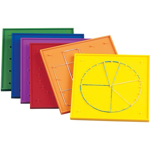 SI Manufacturing 7" Rainbow Geoboards Double-Sided -Set of 6 - 6 / Set