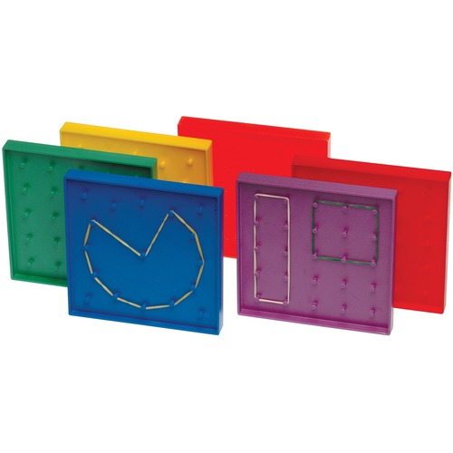 SI Manufacturing Double-Sided Rainbow Geoboards - 6 / Set