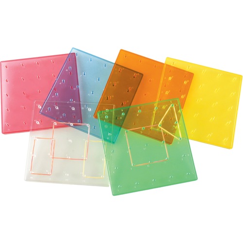 SI Manufacturing Transparent Single-Sided Rainbow Geoboards - Theme/Subject: Learning - Skill Learning: Geometry - 6 / Set
