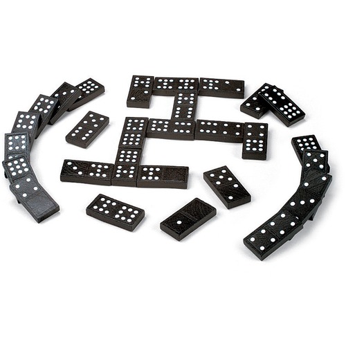SI Manufacturing Double-Nine Wooden Dominoes - Skill Learning: Building, Mathematics - Black