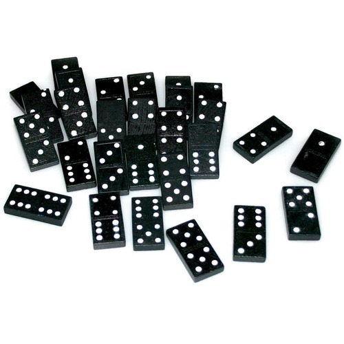 SI Manufacturing Double-Six Wooden Dominoes - Skill Learning: Building, Mathematics - Black - Games - SIM11745