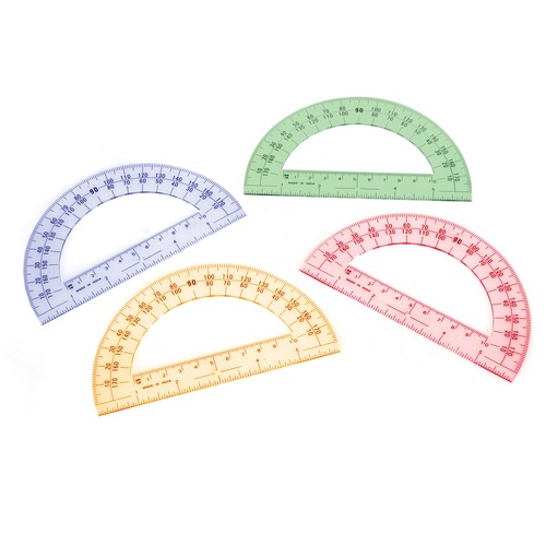 SI Manufacturing Protractor -Set of 24 - 24 Piece(s) - Blue, Yellow, Pink, Green - 24 / Set