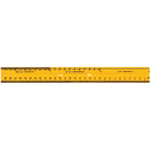 SI Manufacturing Intermediate Ruler - 11.8" Length - Metric Measuring System - Plastic - 1 Each - Yellow