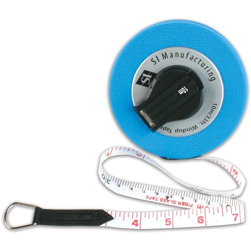 SI Manufacturing Measuring Tape - 32.8 ft Length - Imperial, Metric Measuring System - Fiberglass, ABS Plastic - 1 Each