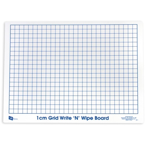 SI Manufacturing Write N Wipe Boards 1cm Grid -Set of 30 - 11" (0.9 ft) Width x 9" (0.8 ft) Height - White Plastic Surface - Rectangle - 30 / Set