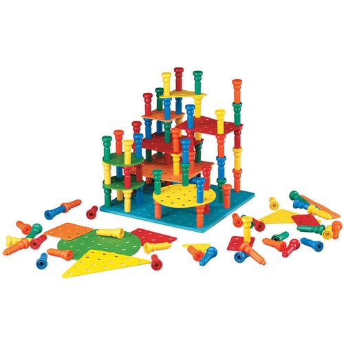 PlayMonster LLC Tall-Stackers Pegs Building Set - Skill Learning: Stacking, Color/Shape, Logical Thinking, Imagination, Building