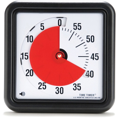 Time Timer Original Analog Timer - 1 Hour - For Classroom, Testing - Black, Red