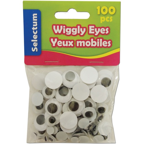 Link Product Wiggle Eyes - Project, Classroom, Art, Home, Daycare x 0.28" (7 mm)Diameter - 100 / Pack - Black - Wiggly Eyes - STL54460