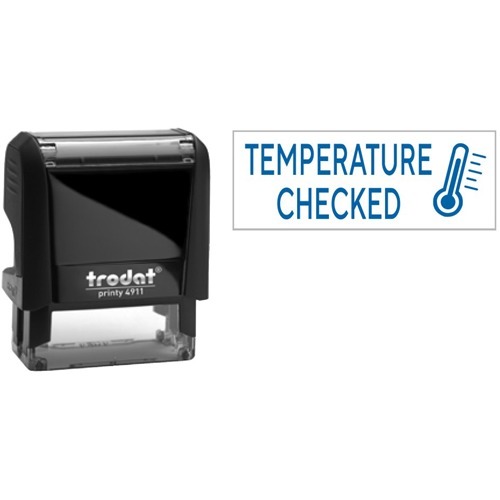 Trodat 4911 Self-Inking Stamp - Temp Checked - Text Stamp - "Temp Checked" - Blue - Recycled