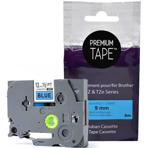 Premium Tape Label Tape - Alternative for Brother TZe-531 - 1/2" x 26' (12 mm x 8 m) - Black on Blue - 1 Pack