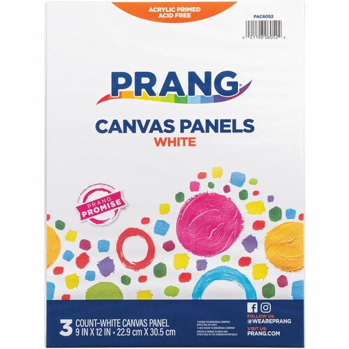 Art Street Canvas Panels - Painting, Art - 3 Piece(s) x 9"Width x 125 milThickness x 12"Length - 3 / Pack - White - Acrylic