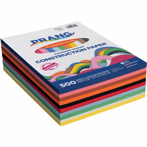 Art Street Lightweight Construction Paper - Art Project, Craft Project, Fun and Learning, Cutting, Pasting - 9"Width x 12"Length - 45 lb Basis Weight - 50 / Pack - Assorted