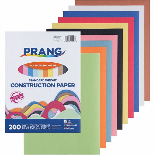 Art Street Lightweight Construction Paper - Art Project, Craft Project, Fun and Learning, Cutting, Pasting - 9"Width x 12"Length - 200 / Pack - Assorted