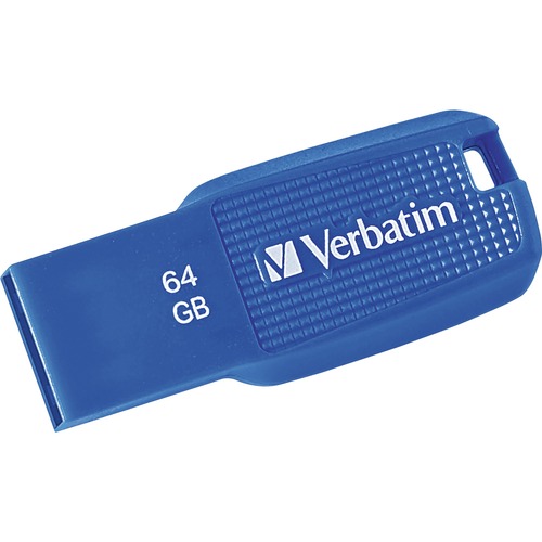 Verbatim 64GB Ergo USB 3.0 Flash Drive - Blue - 64 GB - USB 3.0 - Blue - Lifetime Warranty