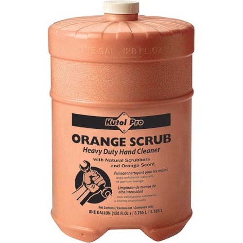 Kutol Orange Scrub with Natural Scrubbers - Orange ScentFor - 1 gal (3.8 L) - Flat Top Gallon Dispenser - Soil Remover, Paint Remover, Ink Remover, Oil Remover, Grease Remover, Tar Remover, Carbon Remover - Hand - Moisturizing - Orange - Heavy Duty, Petro