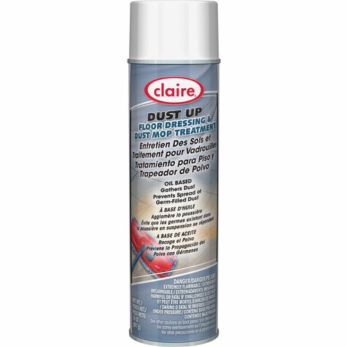 Claire Dust Up Dust Mop Treatment - 20 oz - Ready-To-Use - 20 fl oz (0.6 quart) - Pleasant Lemon Scent - 12 / Can - Pale Yellow
