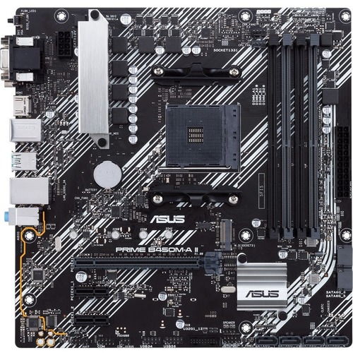 Asus Prime B450M-A II Desktop Motherboard - AMD B450 Chipset - Socket AM4 - Micro ATX - Ryzen 3 PRO, Ryzen 5 Pro, Ryzen 7 PRO, Ryzen 3, Ryzen 5, Ryzen 7, Ryzen 9, Athlon Processor Supported - 128 GB DDR4 SDRAM Maximum RAM - UDIMM, DIMM - 4 x Memory Slots 