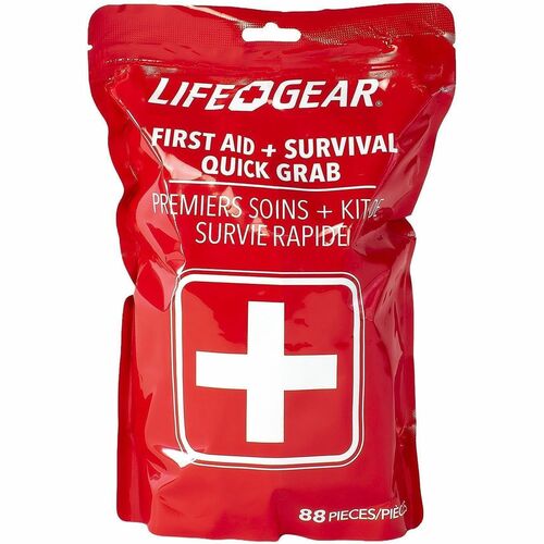 Life+Gear Survival/First Aid Kit - Plastic, Fabric, Glass - Red - 2