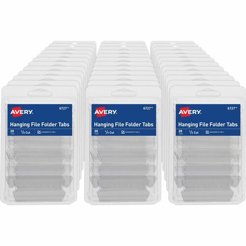 Avery® Hanging File Folder Tabs, 1/5 Cut, 20 Total (06727) - 720 Tab(s) - 1/5 - 9" Tab Height x 2" Tab Width - Matte Clear Film Tab(s) - 20 Pack - 36 / Carton