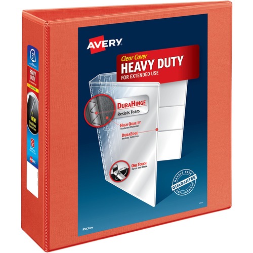 Avery® DuraHinge Ring Binder - 3" Binder Capacity - Letter - 8 1/2" x 11" Sheet Size - 670 Sheet Capacity - Fastener(s): Ring - Pocket(s): 4 - Polypropylene - Orange - Recycled - Pocket, Durable Hinge, Long Lasting, Tear Resistant, Split Resistant, Lo