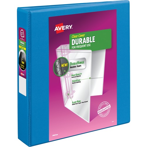 Avery® Durable View Binder - 1 1/2" Binder Capacity - Letter - 8 1/2" x 11" Sheet Size - 375 Sheet Capacity - 3 x Slant Ring Fastener(s) - 2 Pocket(s) - Polypropylene - Recycled - Pocket, Durable, Tear Resistant, Flexible, Split Resistant, Sturdy - 6 