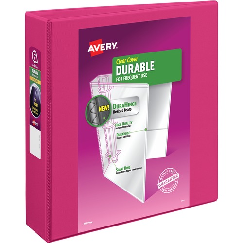 Avery® Durable View Binder - 2" Binder Capacity - Letter - 8 1/2" x 11" Sheet Size - 530 Sheet Capacity - 3 x Slant Ring Fastener(s) - 2 Pocket(s) - Polypropylene - Recycled - Pocket, Durable, Tear Resistant, Flexible, Split Resistant, Sturdy - 6 / Ca