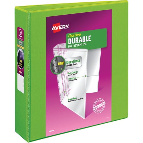 Avery® Durable View Binder - 2" Binder Capacity - Letter - 8 1/2" x 11" Sheet Size - 530 Sheet Capacity - 3 x Slant Ring Fastener(s) - 2 Pocket(s) - Polypropylene - Recycled - Pocket, Durable, Tear Resistant, Flexible, Split Resistant, Sturdy - 6 / Ca