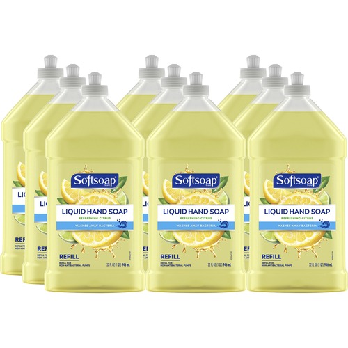 Softsoap Citrus Hand Soap Refill - Citrus Scent - 32 fl oz (946.4 mL) - Bottle Dispenser - Dirt Remover, Bacteria Remover - Hand - Yellow - Residue-free - 9 / Carton