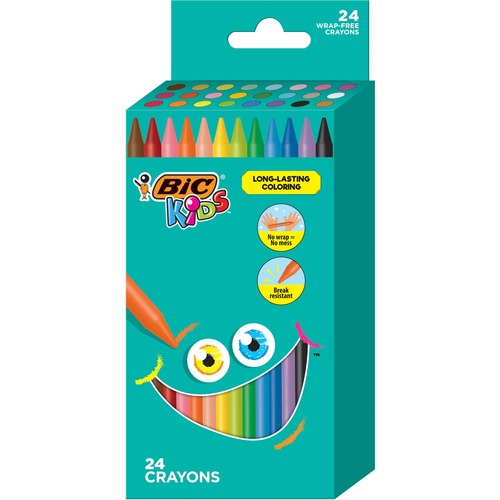 BIC Kids Crayons - 2.6" Length - Assorted - 24 / Pack