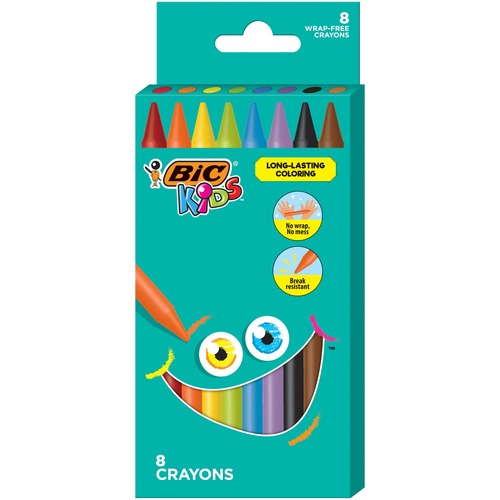 BIC Kids Crayons - 2.6" Length - Assorted - 8 / Pack