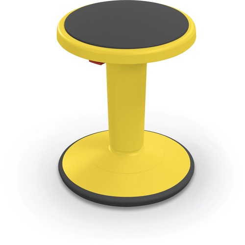 MooreCo Hierarchy Grow Stool - Gray Polypropylene, Thermoplastic Elastomer (TPE) Seat - Yellow Polypropylene Frame - Rounded Base - 1 Each